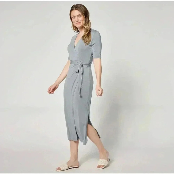 Barefoot Dreams Dresses & Skirts - Large NWT Barefoot Dreams CozyChic Ultra Lite Wrap Dress in “Denim” Color